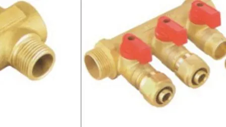 Hot Selling Brass Liner Manifold with Ball Valve Red Handle 